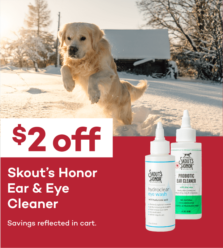 $2 off. Skout’s Honor Ear & Eye Cleaner. Savings reflected in cart.