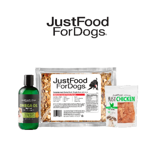 A variety of JustFoodForDogs products