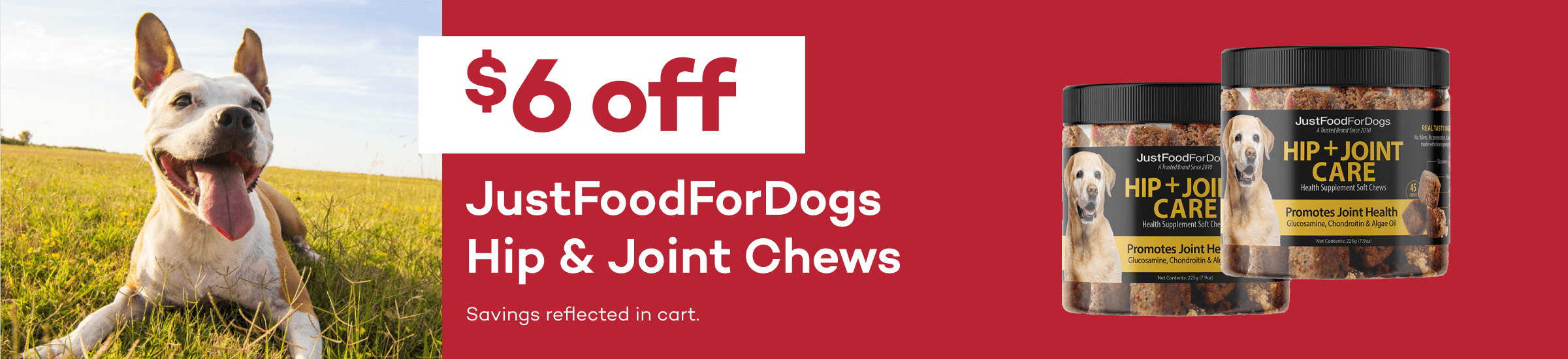 $6 off | JustFoodForDogs Hip & Joint Chews | Savings reflected in cart.
