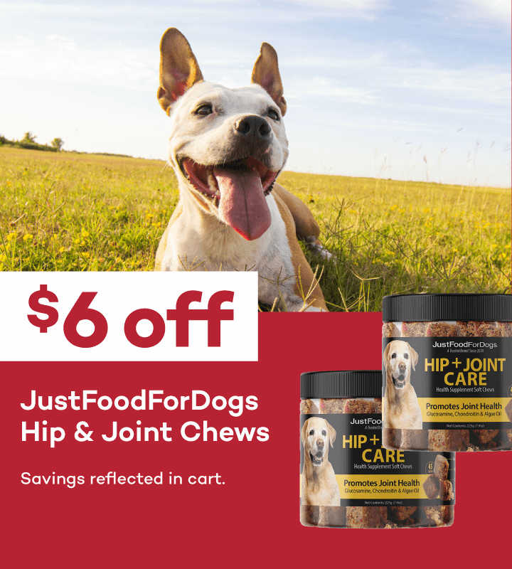 $6 off | JustFoodForDogs Hip & Joint Chews | Savings reflected in cart.