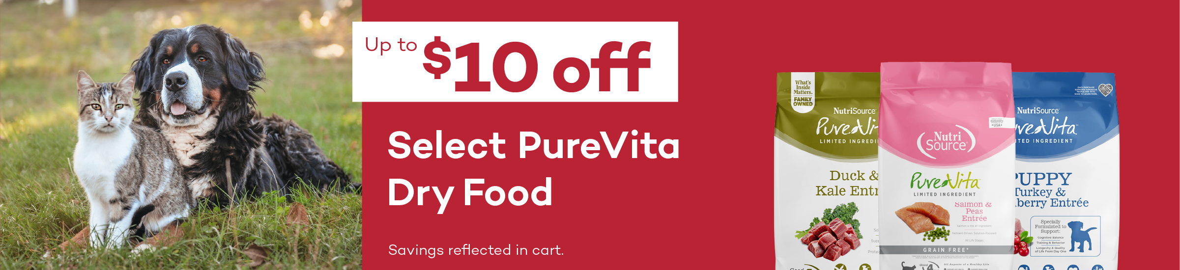 Up to $10 off. Select PureVita Dry Food. Savings reflected in cart.