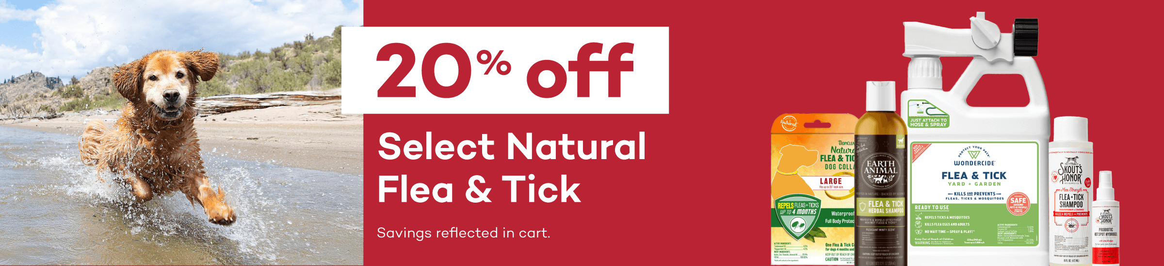 20% off Select Natural Flea & Tick Savings reflected in cart.