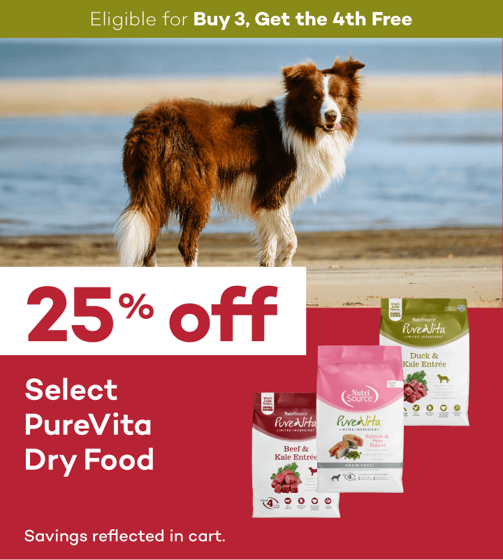 Eligible for Buy 3, Get the 4th Free. 25% off. Select PureVita Dry Food. Savings reflected in cart.