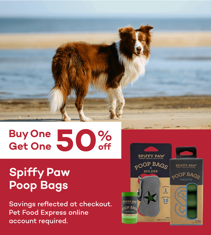 Buy One Get One 50% off. Spiffy Paw Poop Bags. Savings reflected at checkout. Pet Food Express online account required.