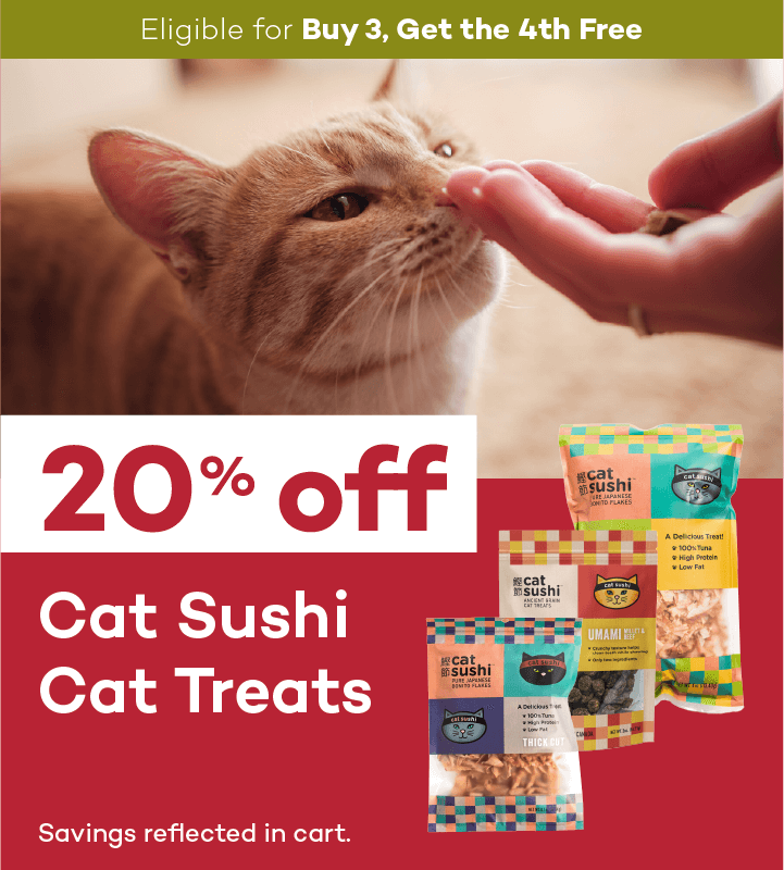 Eligible for Buy 3, Get the 4th Free. 20% off. Cat Sushi Cat Treats. Savings reflected in cart.