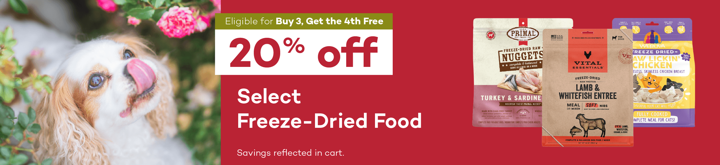 Eligible for Buy 3, Get the 4th Free. 20% off. Select Freeze-Dried Food. Savings reflected in cart.