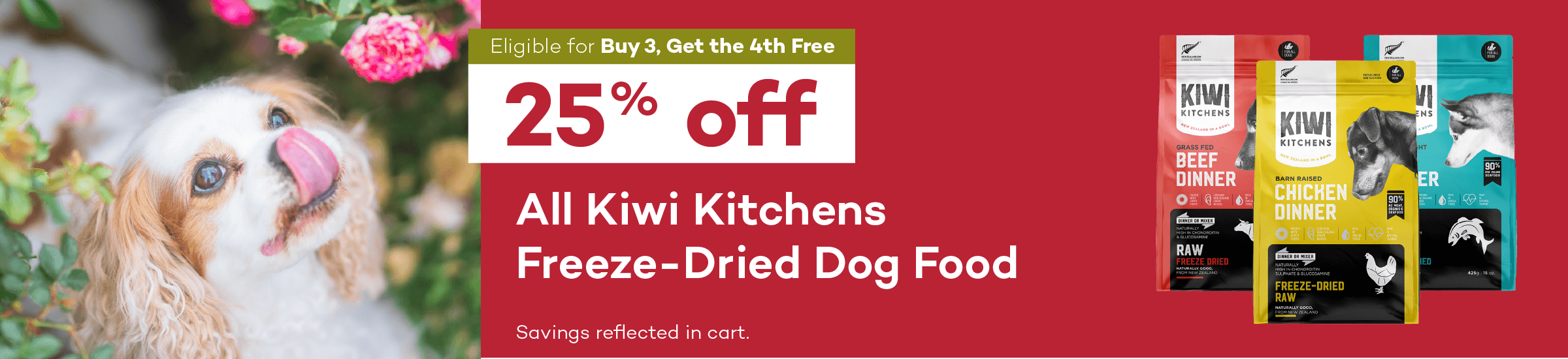 Eligible for Buy 3, Get the 4th Free. 25% off. All Kiwi Kitchens Freeze-Dried Dog Food. Savings reflected in cart.