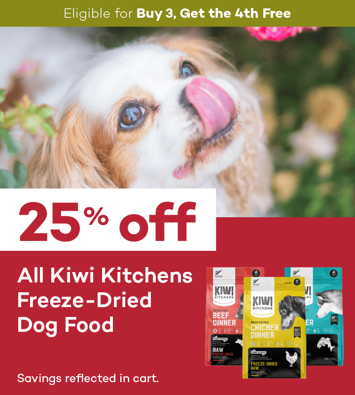 Eligible for Buy 3, Get the 4th Free. 25% off. All Kiwi Kitchens Freeze-Dried Dog Food. Savings reflected in cart.