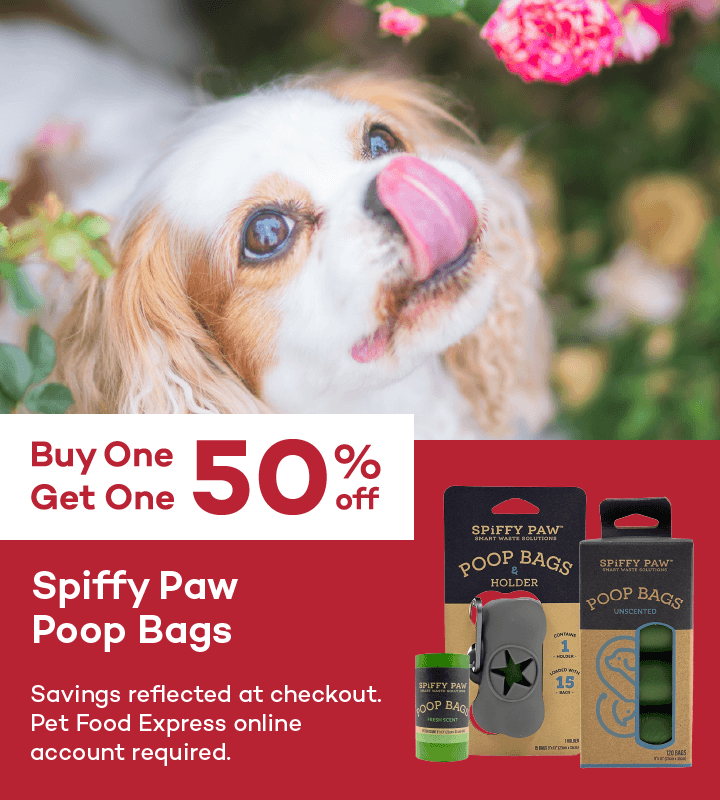 Buy One Get One 50% off. Spiffy Paw Poop Bags. Savings reflected at checkout. Pet Food Express online account required.