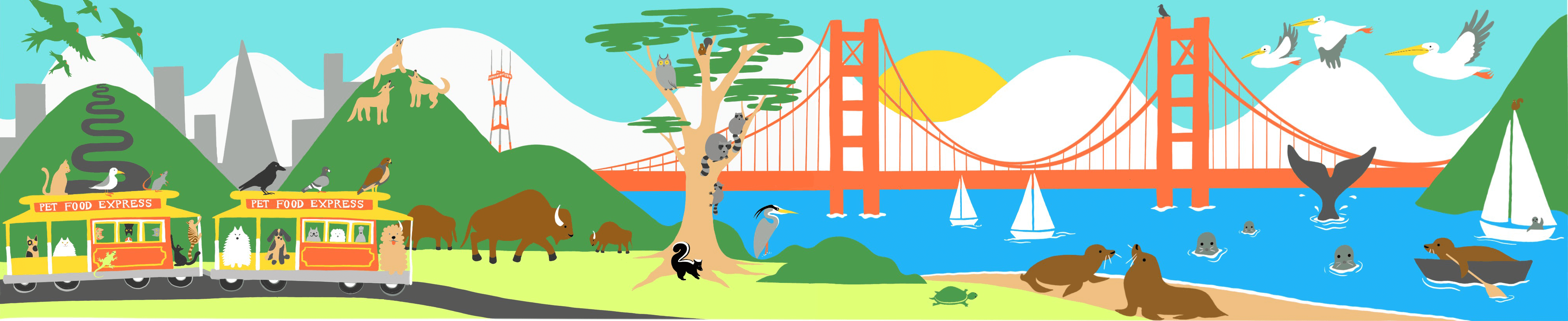 Animals of SF Bay Area against a backdrop of idyllic San Francisco scenery