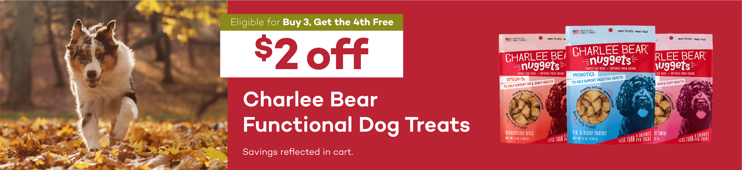 Eligible for Buy 3, Get the 4th Free. $2 off Select Fruitables Dog Treats. Savings reflected in cart.