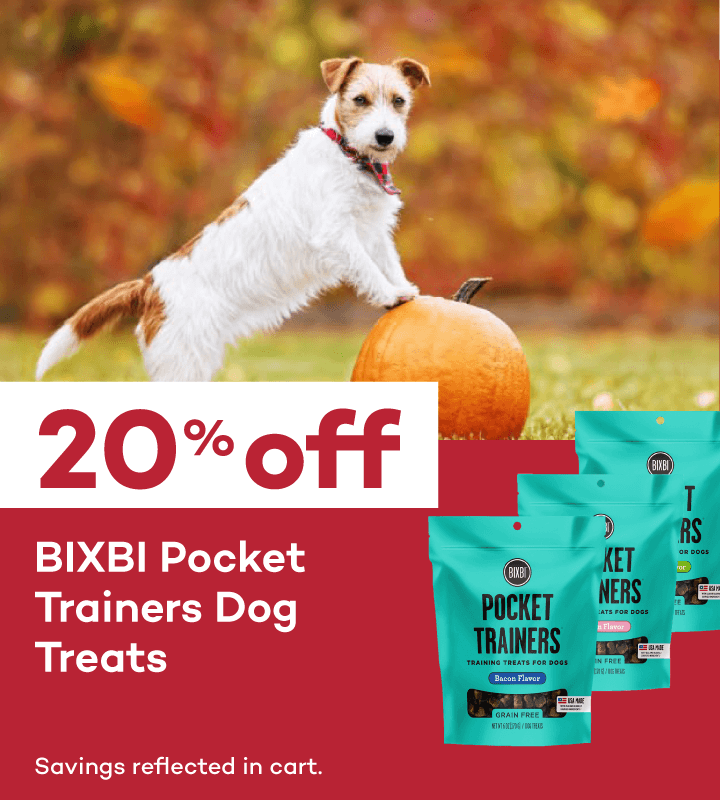 20% Off BIXBI Pocket Trainers Dog Treats. Savings reflected in cart.