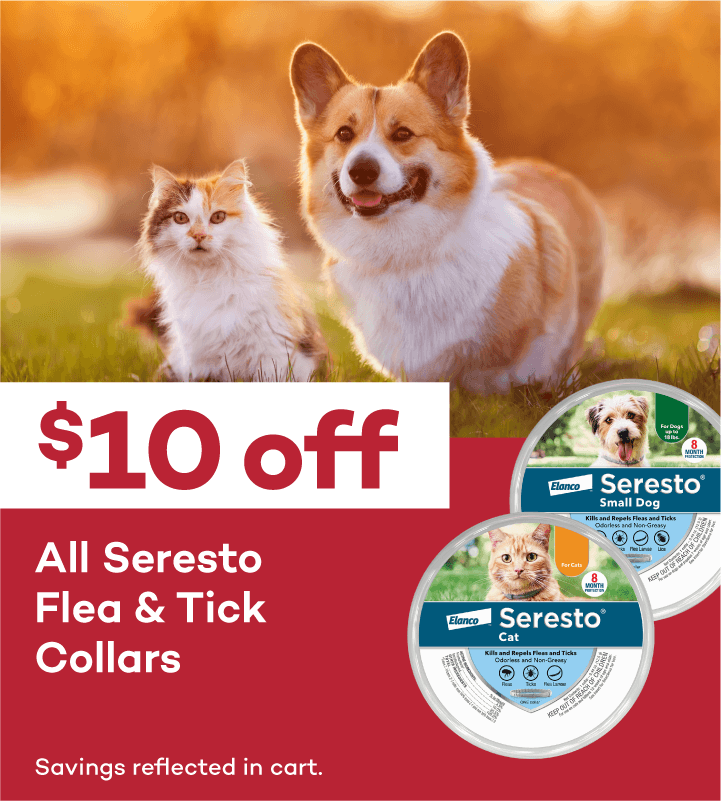 $10 Off All Seresto Flea & Tick Collars. Savings reflected in cart.
