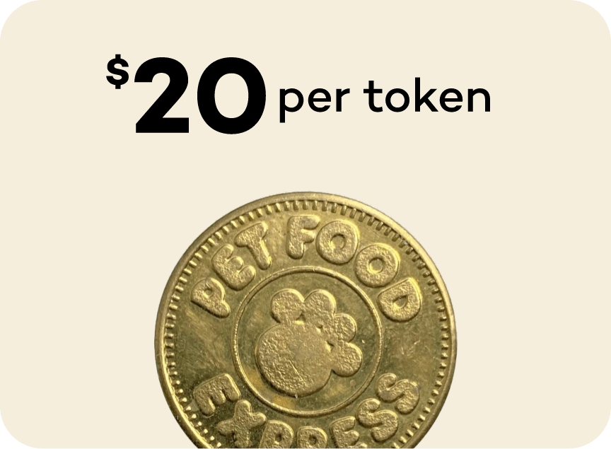 Pet wash tokens are $20 per token