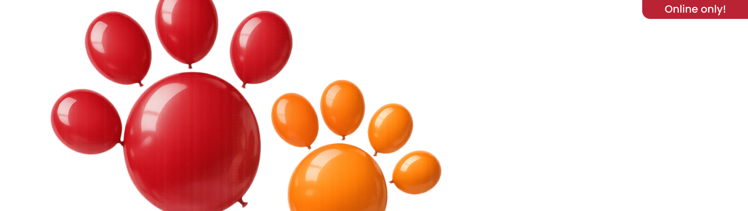 Balloons form Pet Food Express paw logo