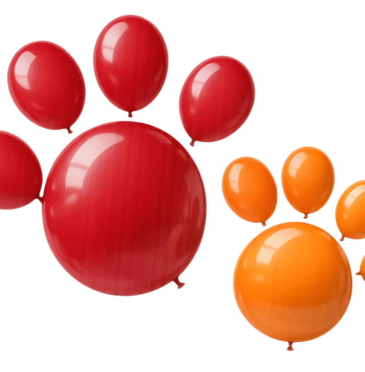 Balloons form Pet Food Express paw logo