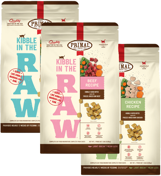 3 bags of Primal kibble in the raw