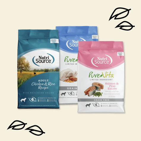 Three bags of NutriSource kibble