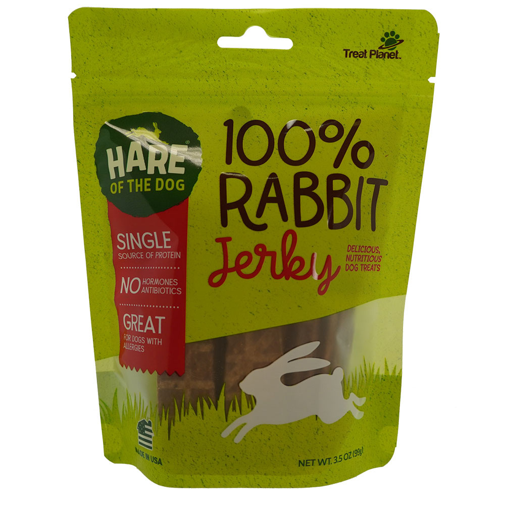 click here to shop Hare of the Dog 100% Rabbit Jerky Dog Treats