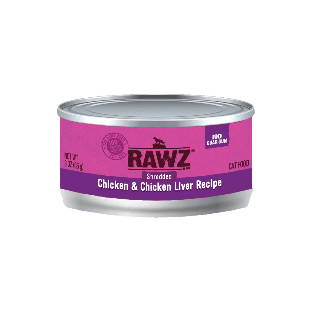 click here to shop RAWZ Shredded Chicken & Chicken Liver Recipe Adult Canned Cat Food.