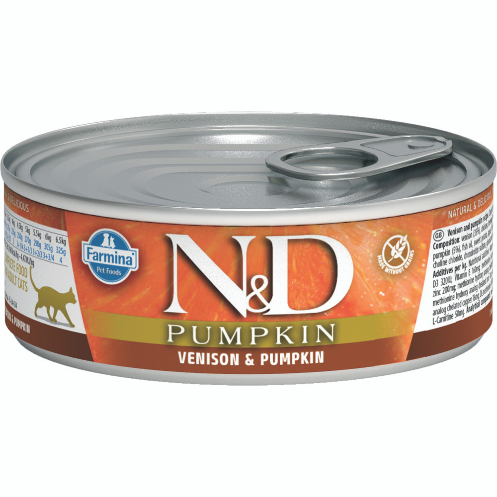 click here to shop Farmina N&D Pumpkin Venison & Pumpkin Adult Canned Cat Food 
