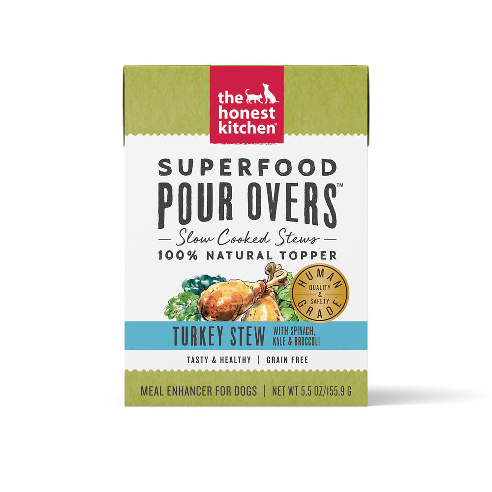 click here to shop The Honest Kitchen Superfood Pour Overs Turkey Stew Dog Food Topper