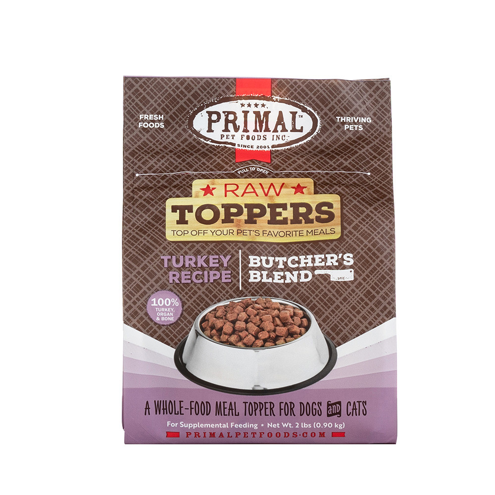 click here to shop Raw Toppers Butcher's Blend Turkey Recipe Frozen Meal Topper for Dogs & Cats