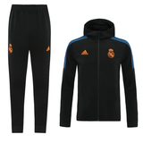 Real Madrid 21/22 Men's Black-Black Long Zip Hoodie Tracksuit