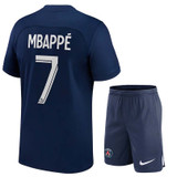 MBAPPE #7 Paris Saint-Germain 22/23 Kid's Home Shirt and Shorts
