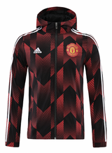 Manchester United 22/23 Men's Red-Black Pattern Long Zip Windbreaker