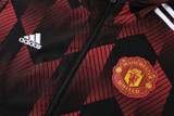 Manchester United 22/23 Men's Red-Black Pattern Long Zip Windbreaker