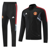 Manchester United 22/23 Men's Black Red-Stripes Long Zip Jacket