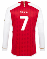 SAKA #7 Arsenal 23/24 Men's Home Long Sleeve Shirt - Arsenal Font