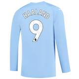 HAALAND #9 Manchester City 23/24 Men's Home Long Sleeve Shirt - PL Font