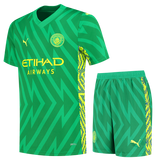 Manchester City 23/24 Kid's Green Goalkeeper Shirt and Shorts