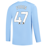 FODEN #47 Manchester City 23/24 Men's Home Long Sleeve Shirt - PL Font