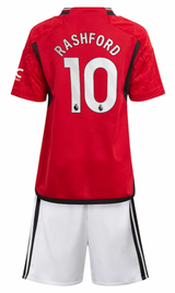 RASHFORD #10 Manchester United 23/24 Kid's Home Shirt and Shorts - PL Font