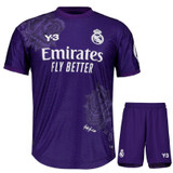 Real Madrid Y-3 23/24 Kid's Fourth Purple Shirt and Shorts