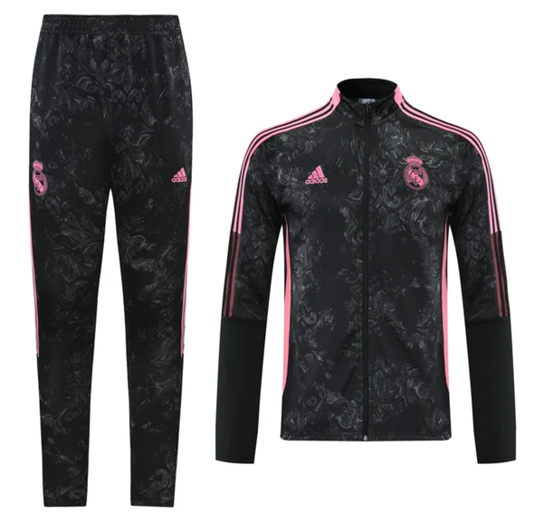 Real Madrid 21/22 Men's Black-Black Long Zip Tracksuit