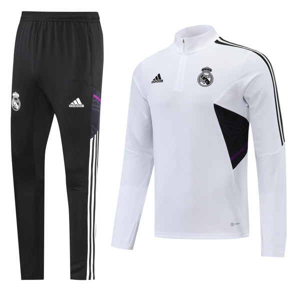 Real Madrid 22/23 Men's White-Black Short Zip Tracksuit