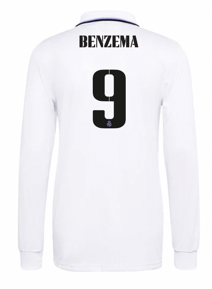 BENZEMA #9 Real Madrid 22/23 Home Long Sleeve Shirt