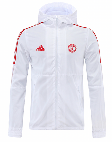 Manchester United 22/23 Men's White Long Zip Windbreaker