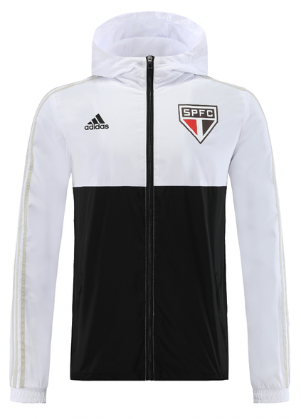 São Paulo 23/24 Men's White-Black Long Zip Windbreaker