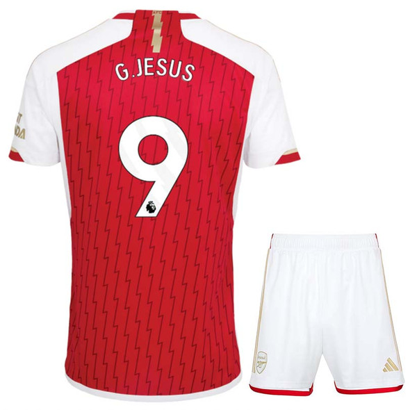 G. JESUS #9 Arsenal 23/24 Kid's Home Shirt and Shorts - PL Font