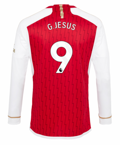 G. JESUS #9 Arsenal 23/24 Men's Home Long Sleeve Shirt - PL Font