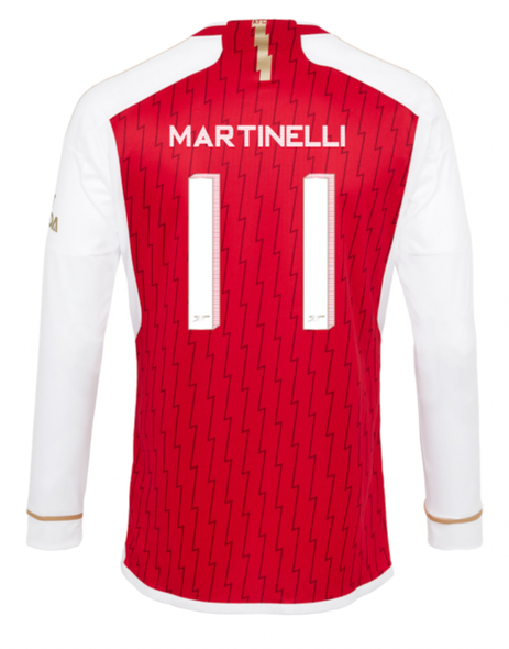 MARTINELLI #11 Arsenal 23/24 Men's Home Long Sleeve Shirt - Arsenal Font