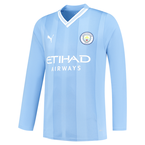HAALAND #9 Manchester City 23/24 Men's Home Long Sleeve Shirt - PL Font
