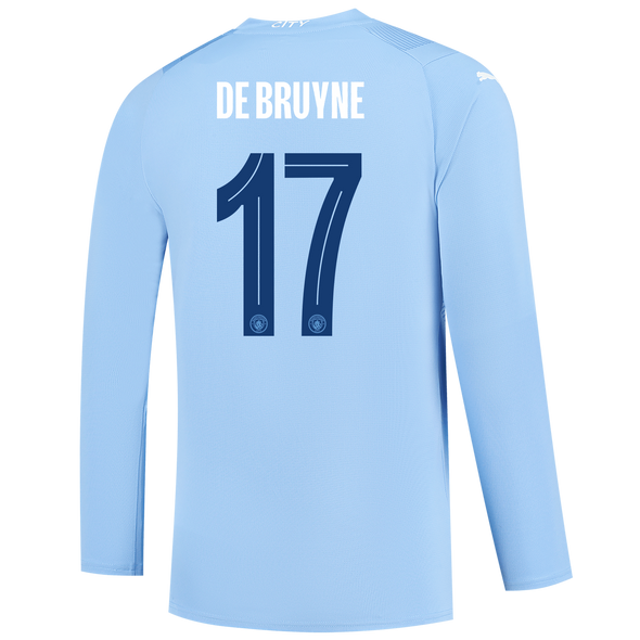 DE BRUYNE #17 Manchester City 23/24 Men's Home Long Sleeve Shirt - Man City Font
