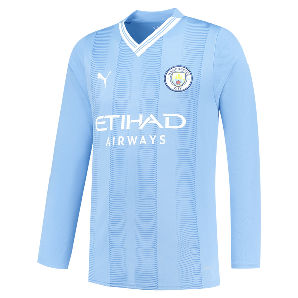 DE BRUYNE #17 Manchester City 23/24 Men's Home Long Sleeve Shirt - Man City Font