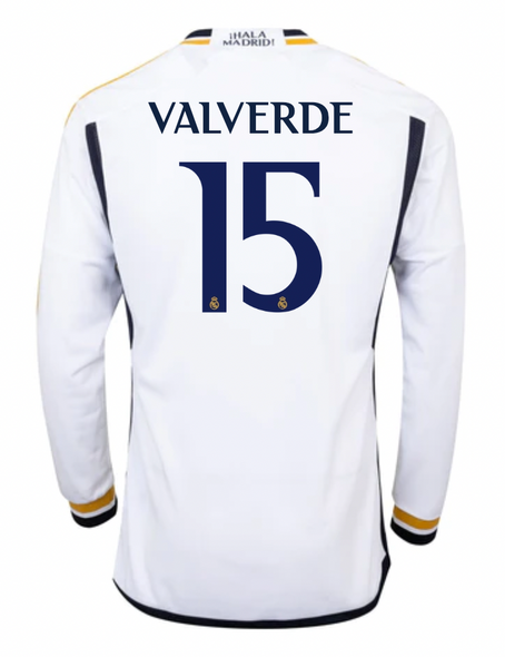 VALVERDE #15 Real Madrid 23/24 Men's Home Long Sleeve Shirt
